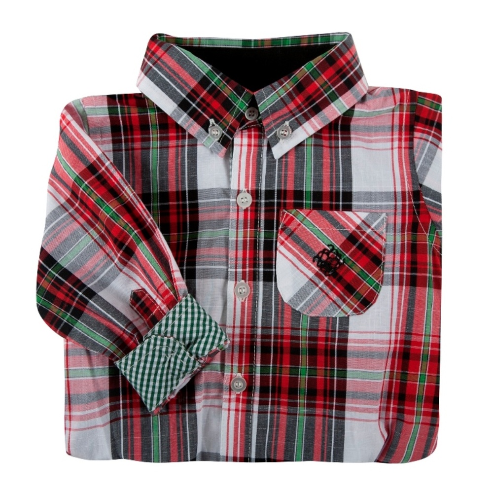 Andy & Evan Christmas Plaid Button-Down Shirt NEW